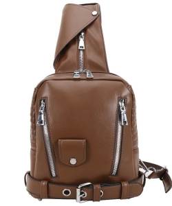 Fashion Jacket Sling Backpack 688-6898 COFFEE